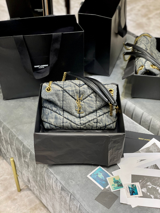 Saint Laurent Loulou Puffer Denim Bag 29 cm