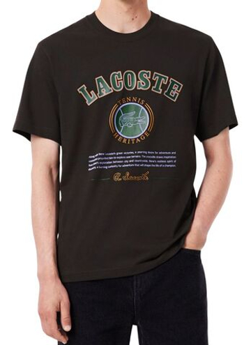 Мужская теннисная футболка Lacoste Print Cotton - brown