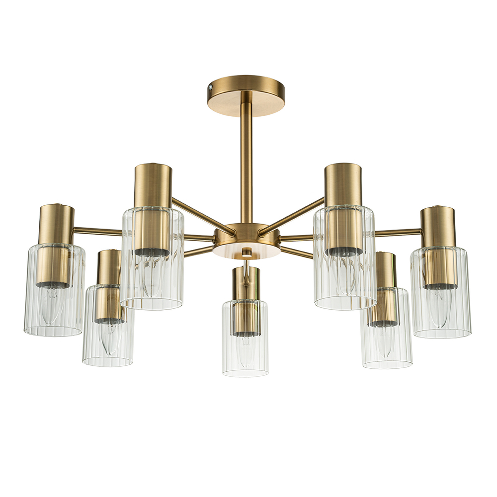 Светильник на штанге 7x40Вт, E14, металл/стекло, золото