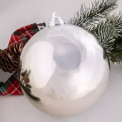 Шар пластиковый глянцевый 500 мм., серебро, ЕлкиТорг (150902)
