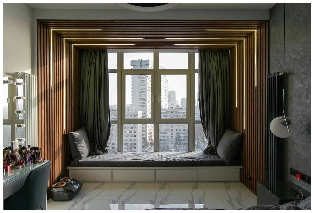 Потолочно-стеновые рейки с подсветкой из Сосны 40х20мм