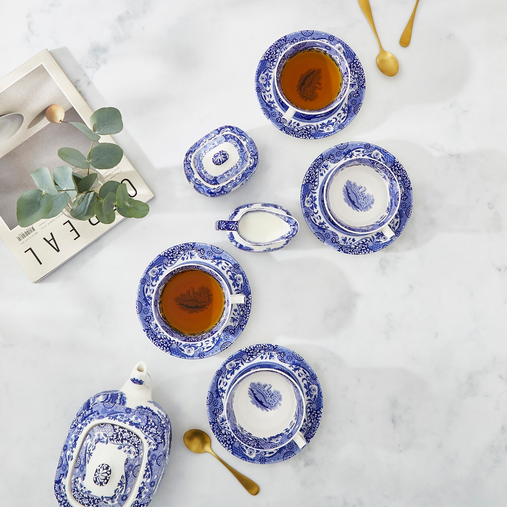 Spode Голубая итальянская чашка для завтрака 280 мл с блюдцем
