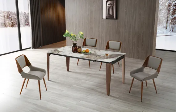 Стул Sven, серая экокожа, орех