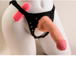 Вибромассажёр неоскин с поясом "Harness" выносным пультом управления (20,5 см) (Цвет: телесный с черным)