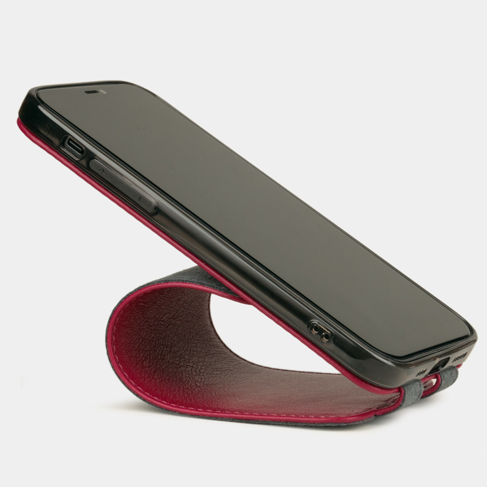 Чехол кожаный для iPhone 12 Pro Max цвета фуксии