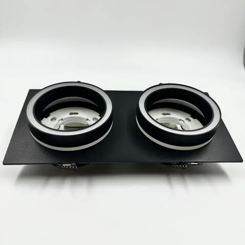 Светильник потолочный встраиваемый GX5.3 двойной, спот точечный черный светодиодный