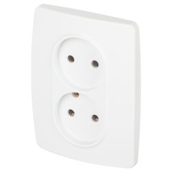 Розетка ЭРА Серия 12 12-2107-01М , 2X2P, 16А-250В, белый матовый