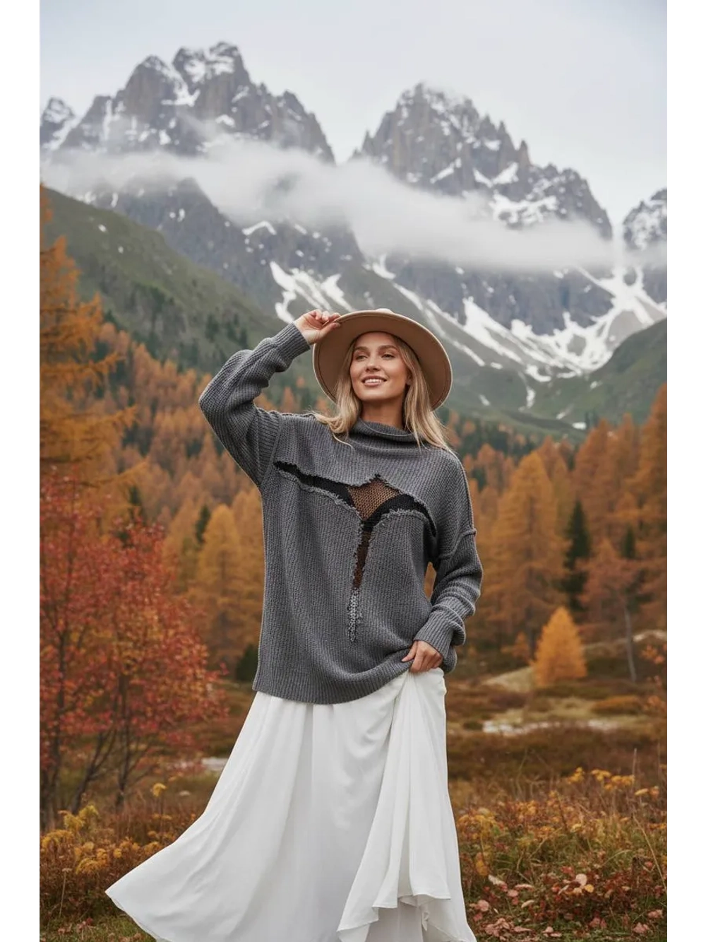 Свитер сетка с горлом