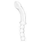 Стеклянный двусторонний фаллоимитатор 12,5’’ Girthy Double Sided Dong With Anal Bead Grip Handle - 32 см. (Цвет: прозрачный)