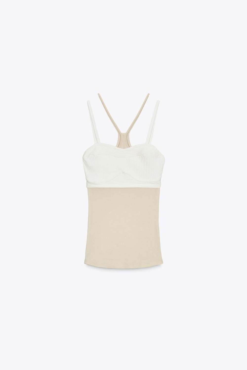 ZARA ТОП С ЭФФЕКТОМ МНОГОСЛОЙНОСТИ, ЭКРЮ/БЕЖЕВЫЙ