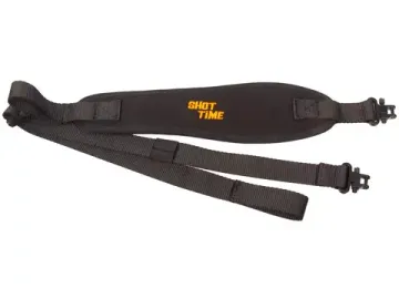 Ремень оружейный ShotTime нескользящий быстро регулируемый с быстросъемными антабками, ширина 8см, длина 48-108см, нейлон/неопрен, чёрный