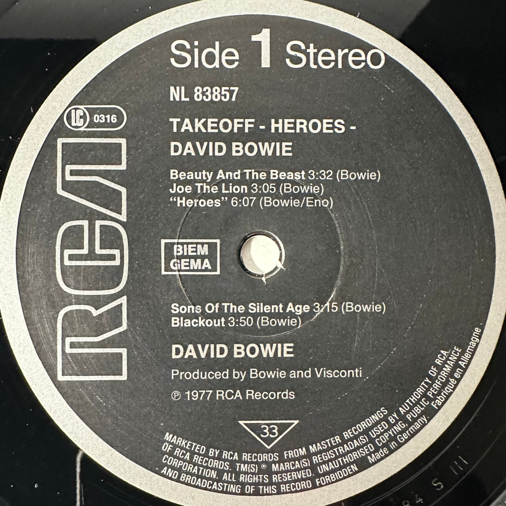 David Bowie ‎– "Heroes" / Takeoff - Heroes (Германия 1984г.)