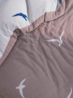 Постельное белье перкаль Сказка "Чайки/Чайки (компаньон)" 2-спальное Наволочка 50х70 см 2 шт Простынь на резинке 160x200 см Пододеяльник 175x215 см