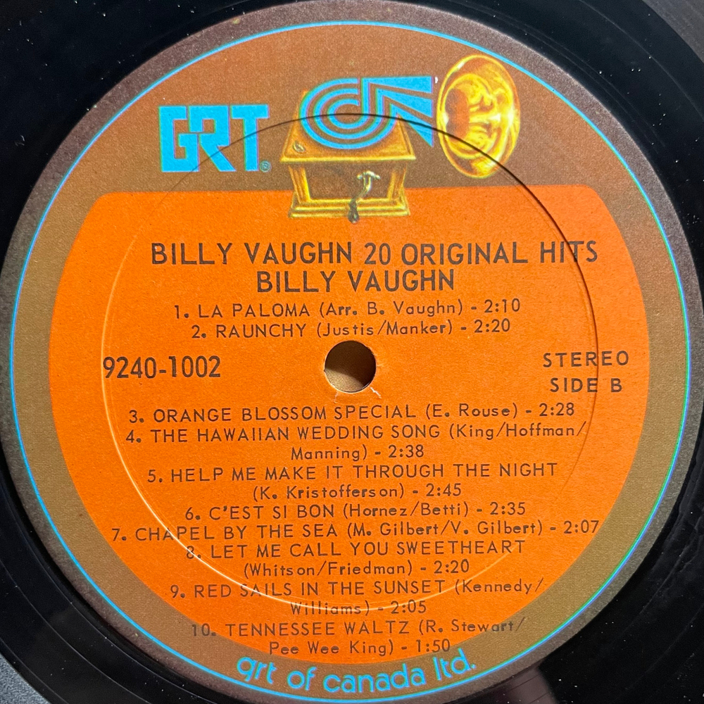 Billy Vaughn ‎– 20 Original Hits - 20 Succes Orginaux (Канада 1977г.)