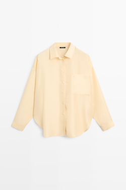 Massimo Dutti Рубашка из 100% шелка, желтый