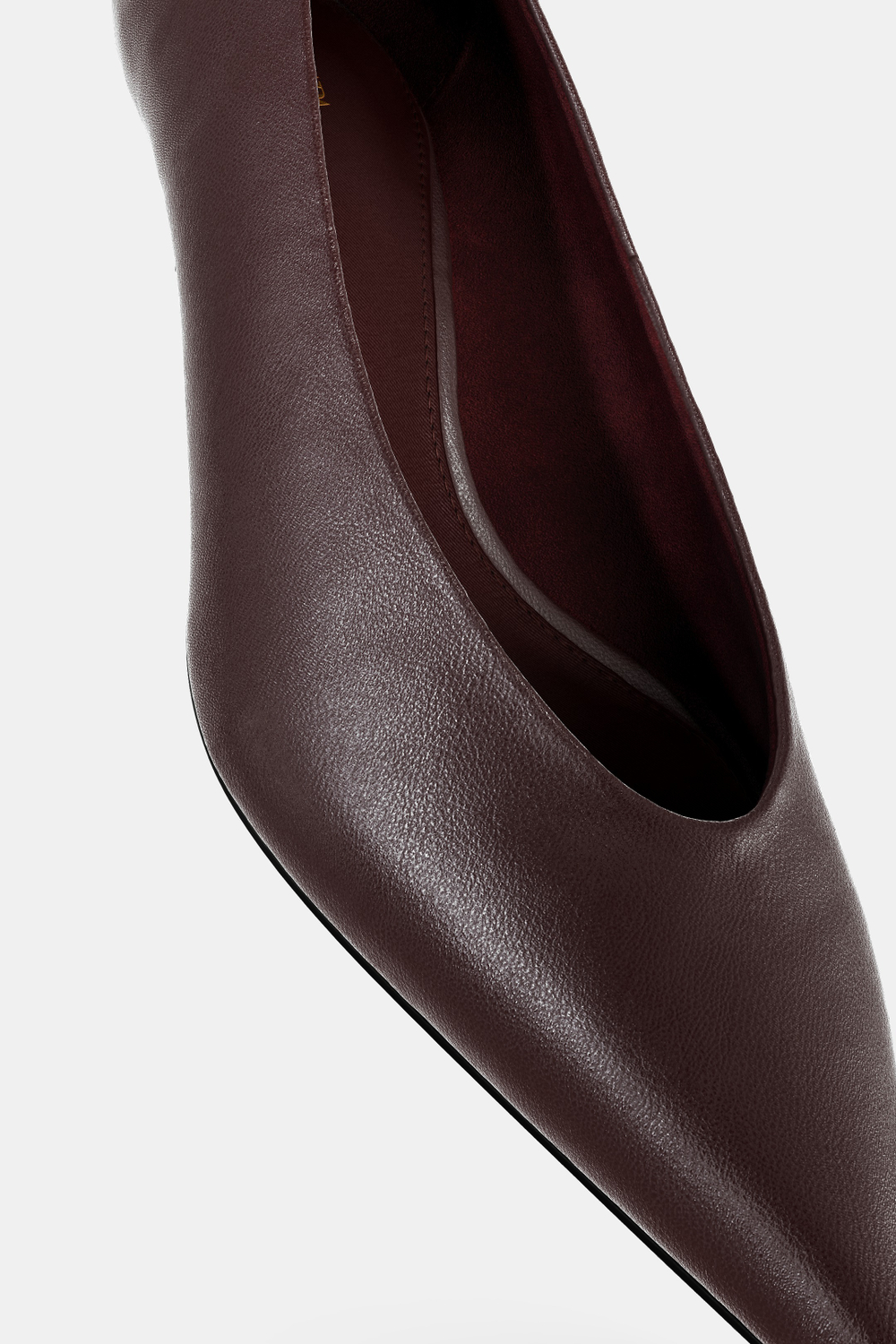 ZARA КОЖАНЫЕ ТУФЛИ НА СРЕДНЕМ ТОНКОМ КАБЛУКЕ, ШОКОЛАДНО-КОРИЧНЕВЫЙ