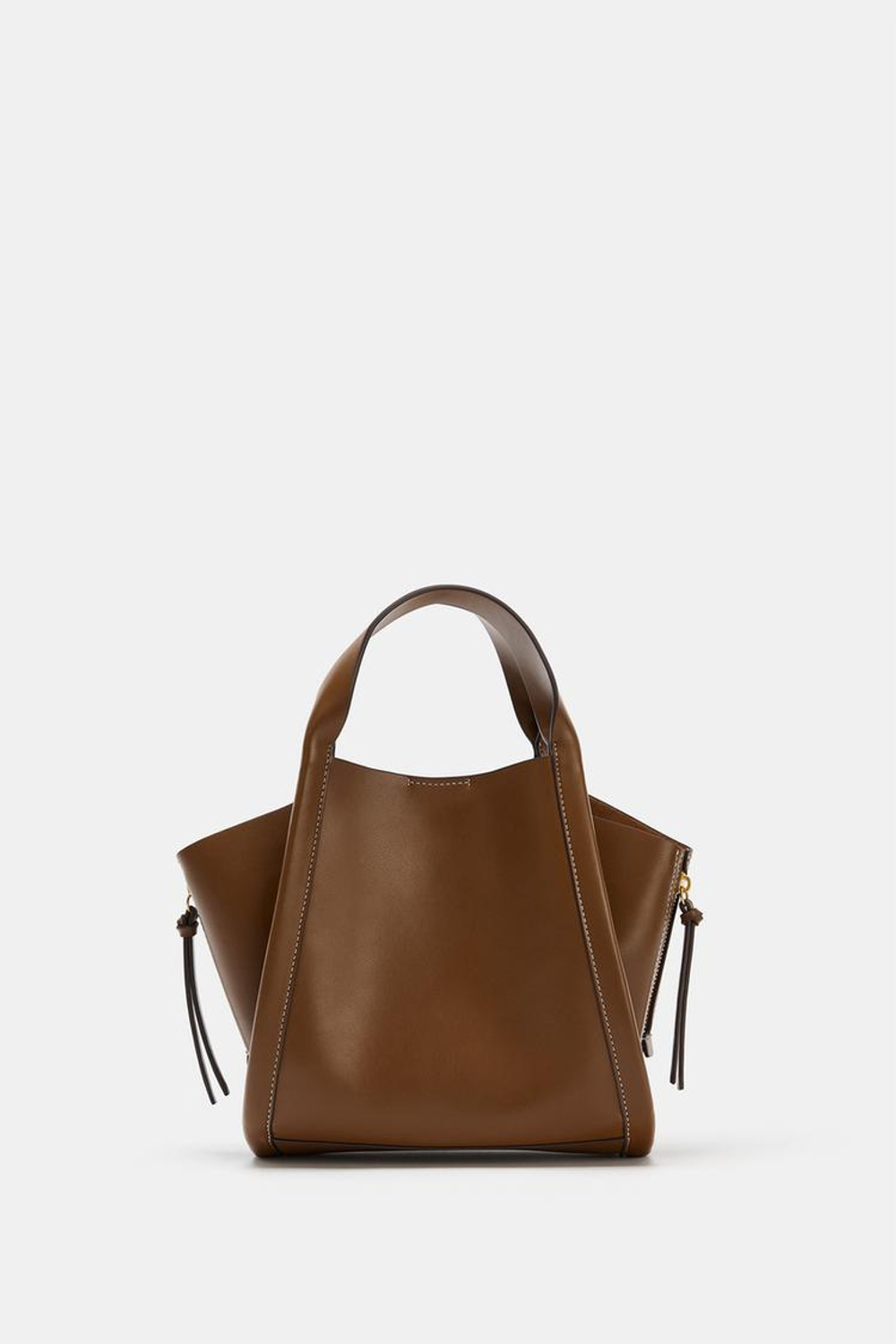 ZARA СУМКА CITY С ПЛЕЧЕВЫМ РЕМНЕМ, КОРИЧНЕВЫЙ