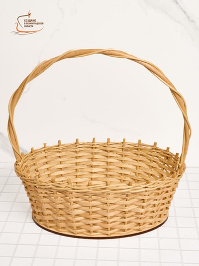 Корзинка овальная подарочная, арт. O380Р, 25х38х12 см, высота с ручкой 40 см