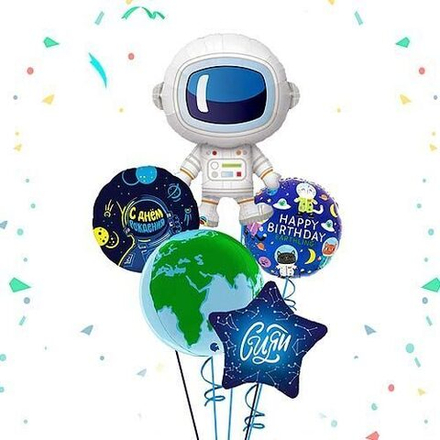 Фонтан из шаров "Космонавт с шариками"