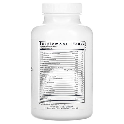 Vital Nutrients, мультипитательный цитрат/малат (без меди и железа), 180 вегетарианских капсул