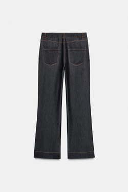 ZARA БРЮКИ С ДЕКОРАТИВНОЙ ОТДЕЛКОЙ И КОНТРАСТНОЙ СТРОЧКОЙ, ЧЕРНЫЙ