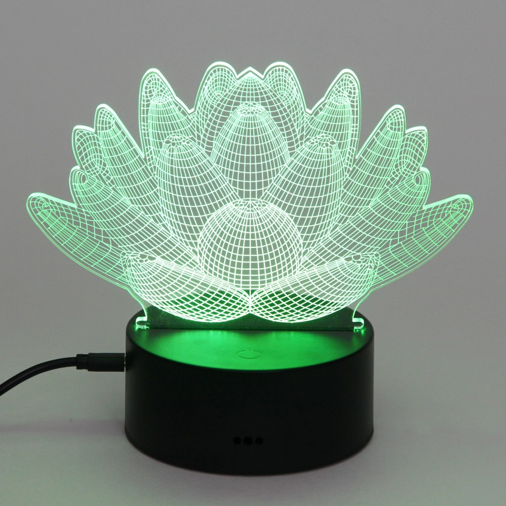 Светильник ночник «3D-Лотос» на пластиковой подставке, с включателем USB