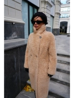 Шуба искусственная чебурашка на основе шерсти, бежевая, SilverFox