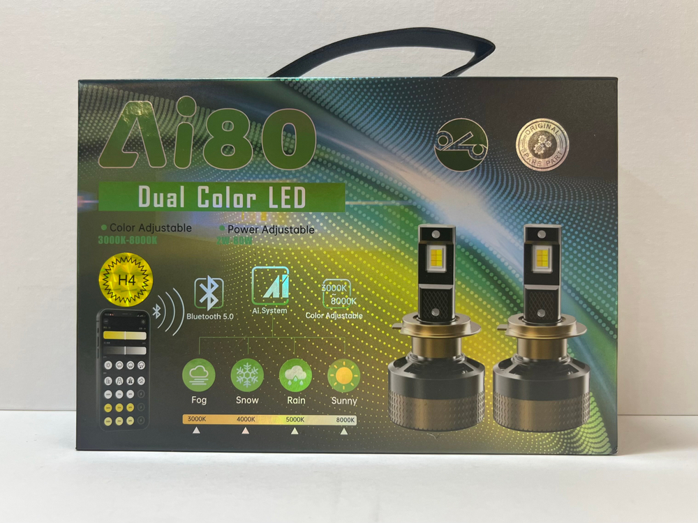 Ai80 / Светодиодные (H4) лампы, Ai80, 2-80 Вт, 12V, 3000K - 8000K (2 шт. / комплект)