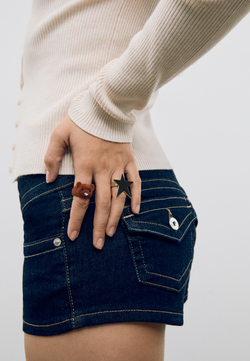 STRADIVARIUS Набор из 2 колец разной формы, коричневый