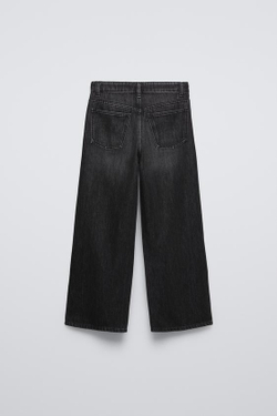 ZARA ДЖИНСЫ WIDE LEG С ЗАКЛЕПКАМИ, ЧЕРНЫЙ