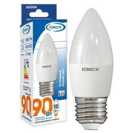 Лампа светодиодная IONICH "свеча" C37 10Вт 6500К Е27