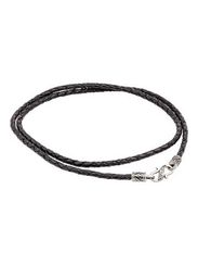 Кожаный чёрный шнур 3 мм с замком из серебра с символом триглав