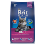 Сухой корм для кошек с избыточным весом BRIT PREMIUM с курицей Cat Light, 2кг