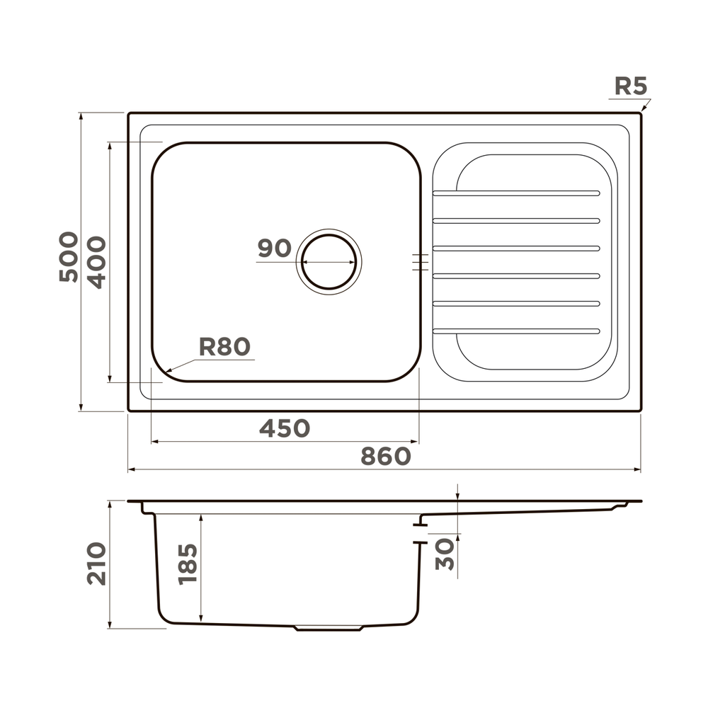 Мойка Omoikiri Haruna 86-IN нерж. сталь | Нержавеющая сталь