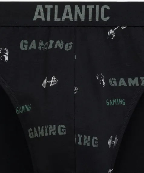 Мужские трусы (3шт) слипы спорт Atlantic 3MP-206, хлопок, черный + черный + светлый хаки