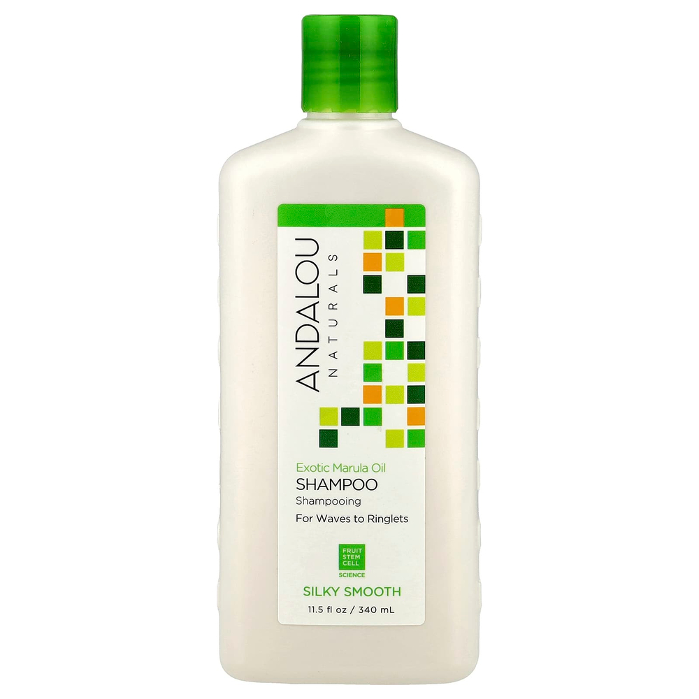 Andalou Naturals, Шампунь, шелковистая гладкость, от волн до локонов, экзотическое масло марулы, 340 мл (11,5 жидк. унц.)