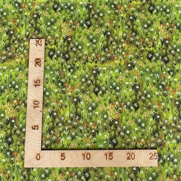 В ПУТИ, ЦВЕТОЧКИ-ЗВЕЗДОЧКИ НА ЗЕЛЕНОМ - 100% хлопок 2