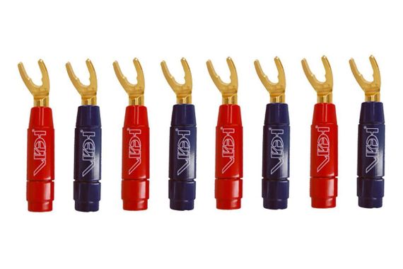 Позолоченный разъем BERRI в сборе Van den Hul Gold Plated Bus. Тип Банан для кабеля 4,5 мм Маркировка красная