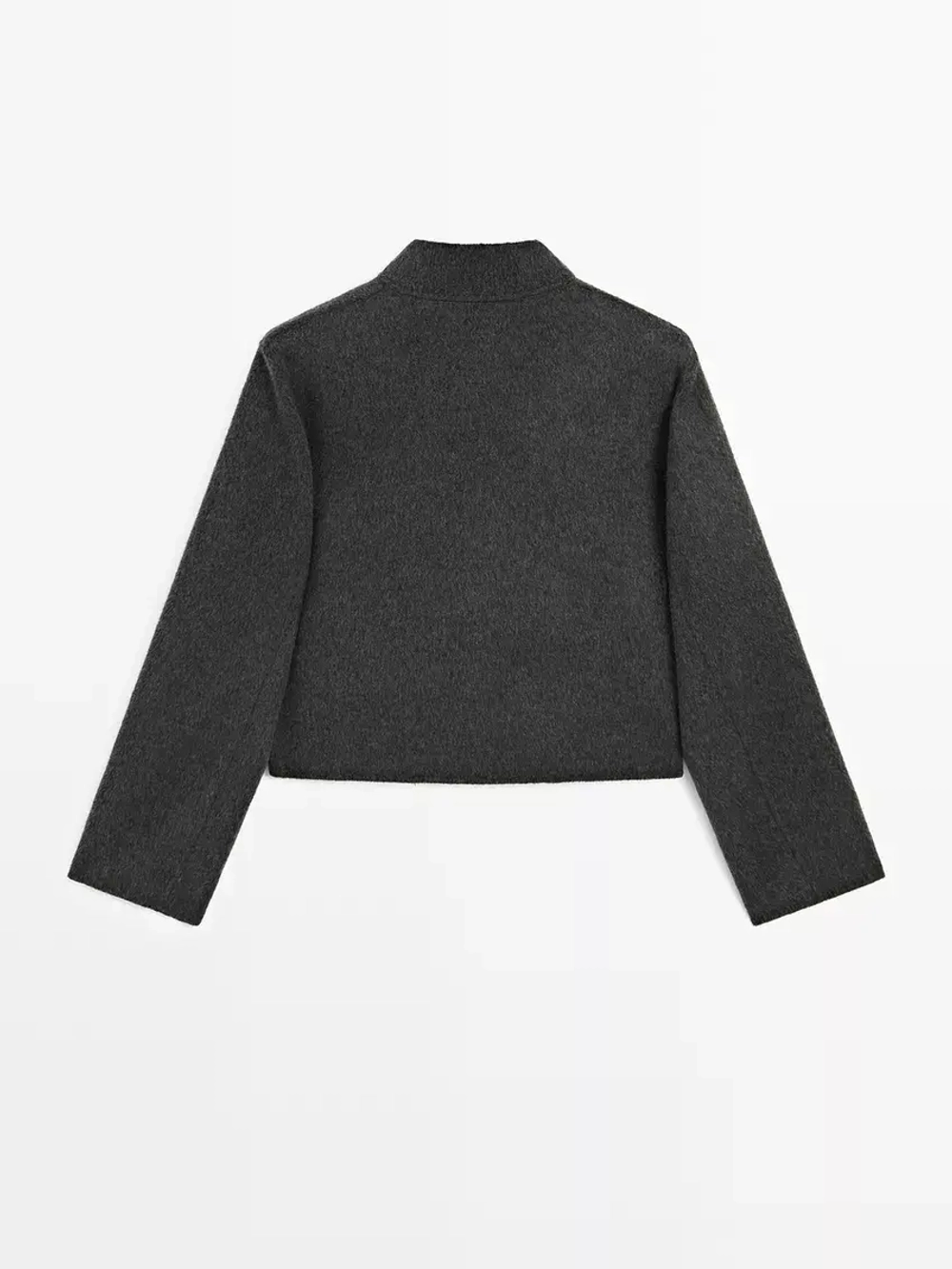 Massimo Dutti Короткая двубортная куртка из смесовой шерсти, темно-серый