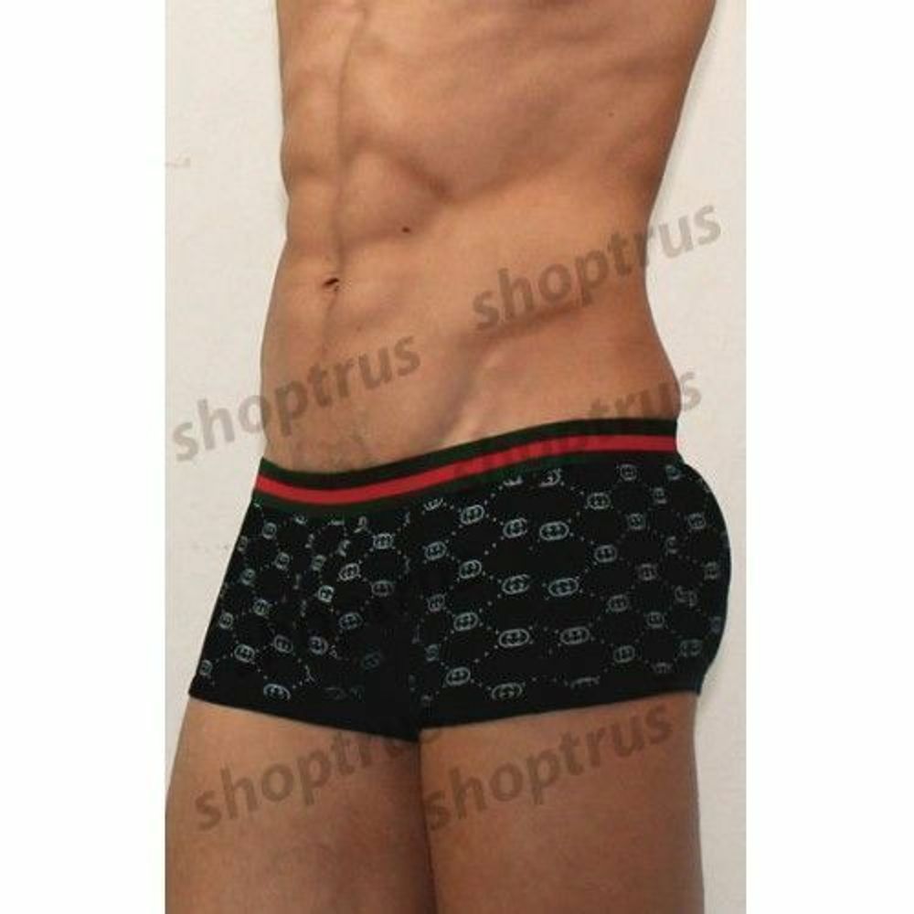 Мужские трусы хипсы черные Gucci Hip Boxer