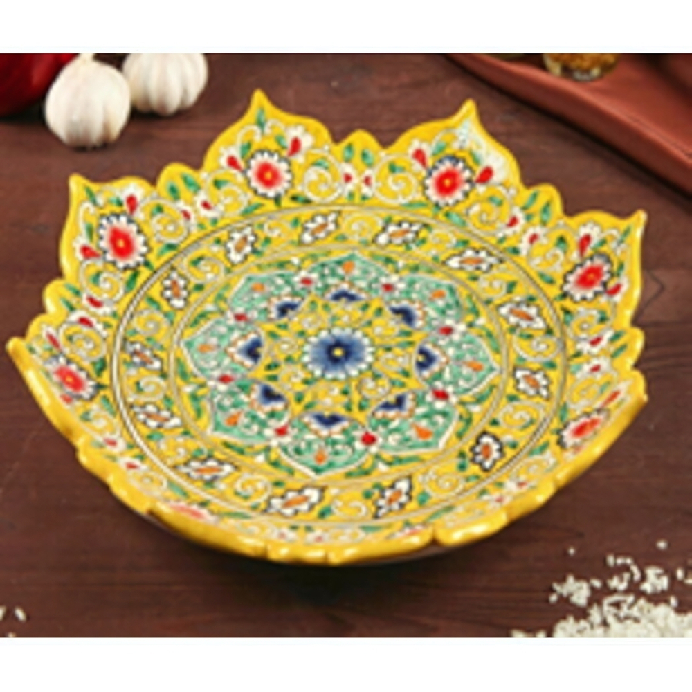 Ляган резной край Qora galam микс Риштанская керамика