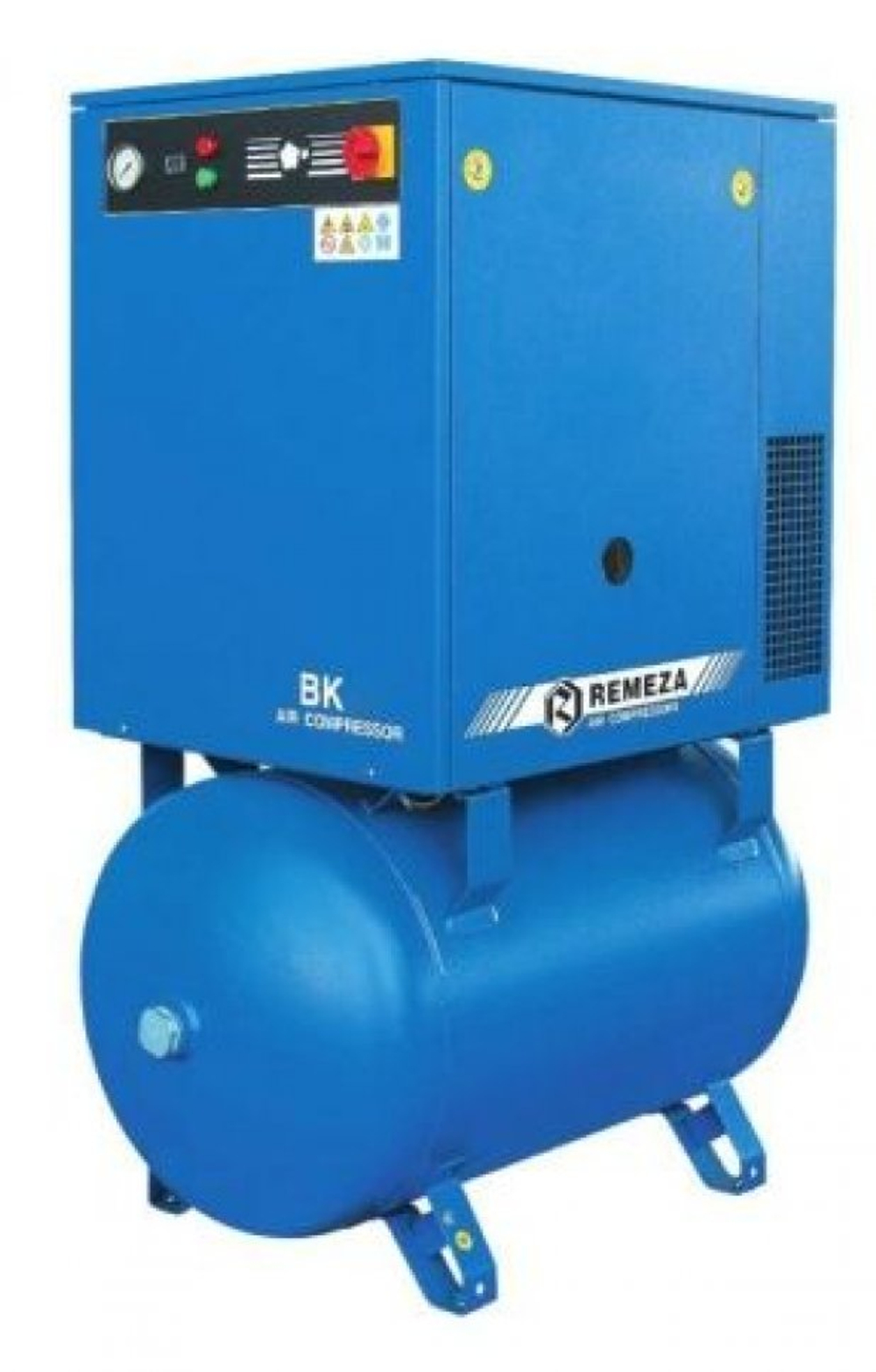 Винтовой компрессор ВК5Е-8-270, ресивер 270 литров , производительность 550л/мин,  рабочее давление 8 бар, мощность двигателя 4кВт, вес 305 кг, габариты 1270x680x1585мм. REMEZA, Республика Беларусь