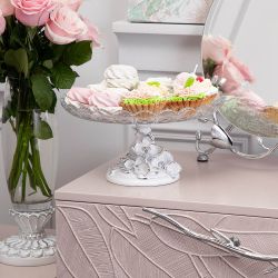 Фруктовница Орхидея Лелия Белая со стеклянной чашей