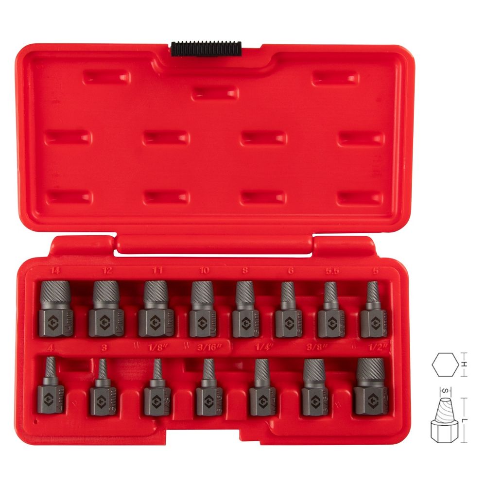 KING TONY (11015SQ) Набор экстракторов, 3-14 мм, 15 предметов, кейс