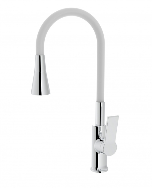 243524-F Смеситель од. для кухни с гиб. излив (ХРОМ/БЕЛЫЙ) ViEiR (10/1шт)