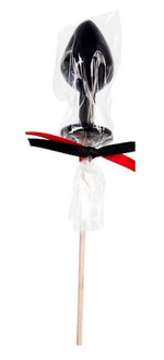 Черный леденец в форме большой анальной пробки со вкусом бейлиз (Цвет: черный)