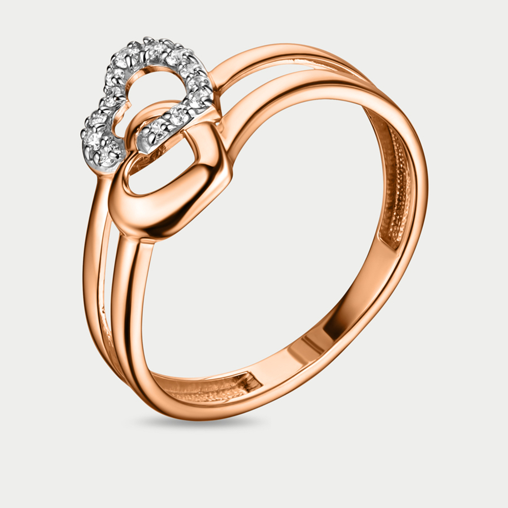 Кольцо женское из розового золота 585 пробы с фианитами (арт. 026611-1102)