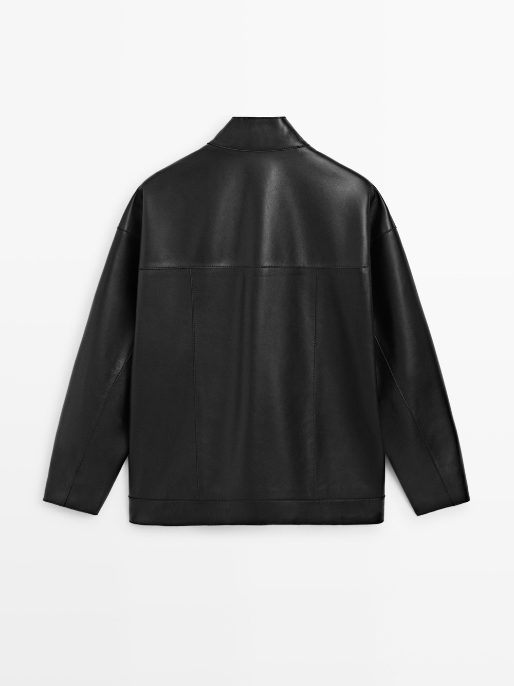 Massimo Dutti Куртка из кожи наппа с карманами, черный