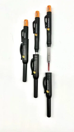 Карандаш строительный профессиональный BeeEnergy 120мм комплект грифелей 18шт Н и 12 шт 2В