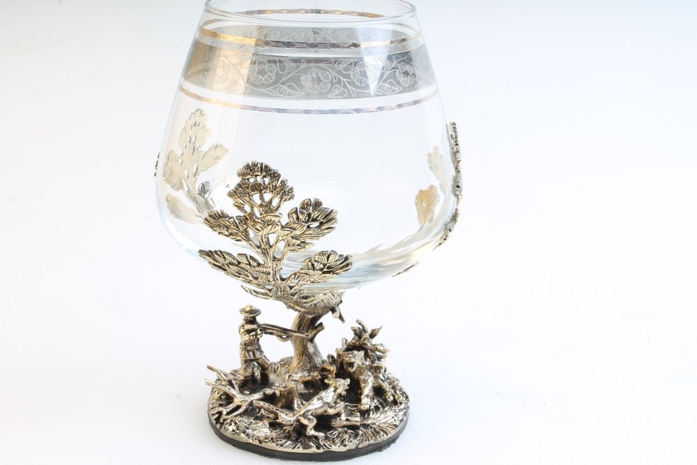 Бокал для коньяка Охота на Медведя в футляре